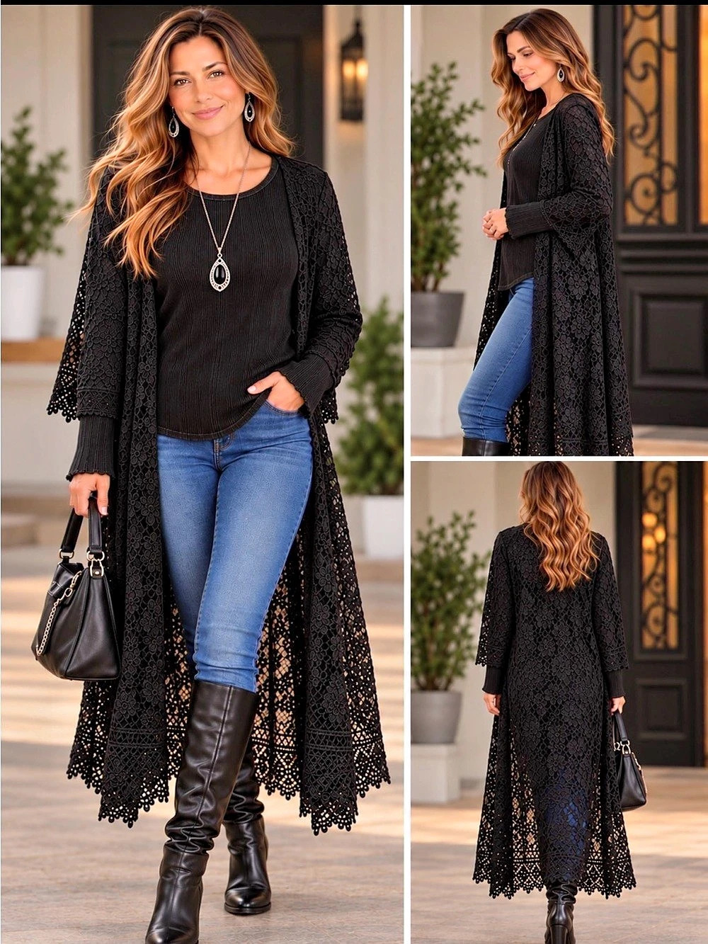 Who said lace kimonos are only for warm weather! NOT FOR SALE